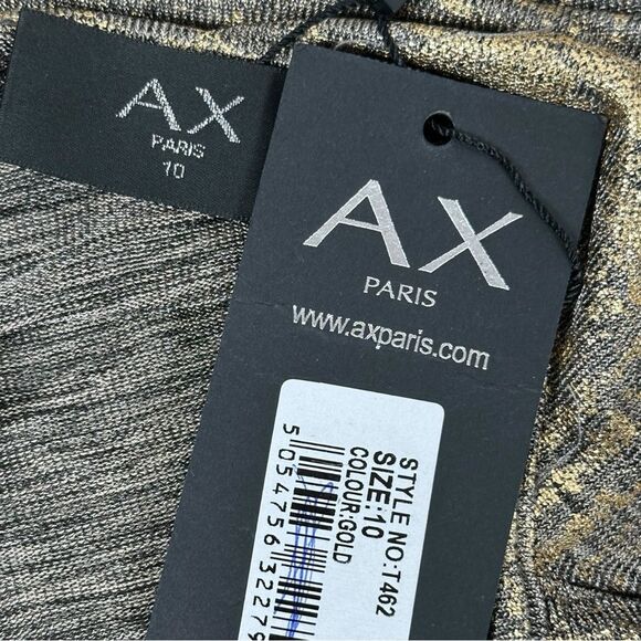 AX Paris Gold Asymmetric Frill Hem Sleeveless Top Women’s Size 10 - Picture 5 of 10